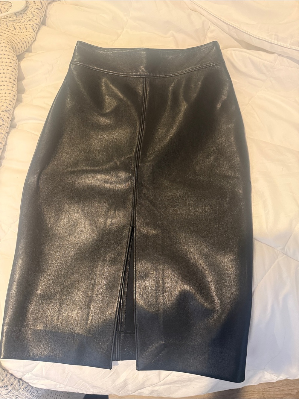 Babaton Black Faux Leather Pencil Skirt